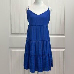 As U Wish Royal Blue Spaghetti-Strap Tiered Maxi Dress Size M